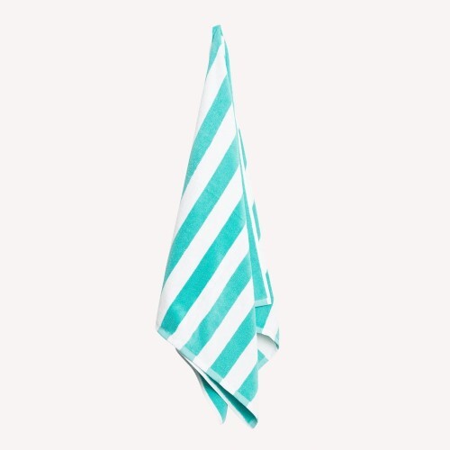 blue and green striped bath towels