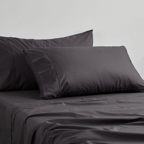 King Single Sheet Set 250TC Polycotton Percale - Asphalt