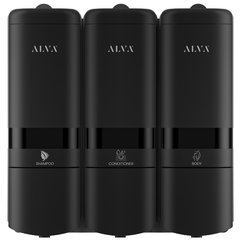 Alva 480ml Wall Mount Black Triple Soap Dispenser