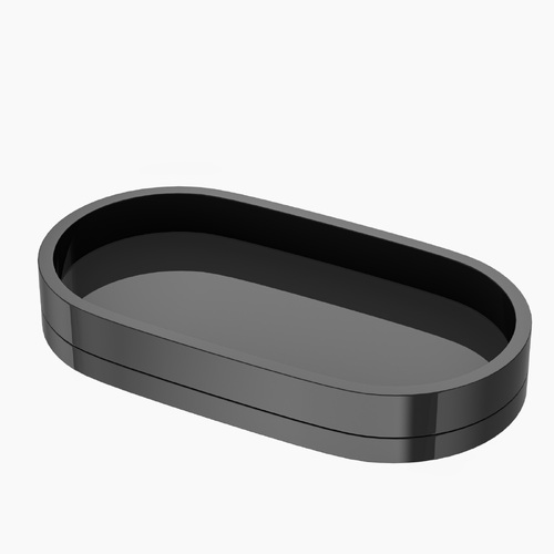 Alva Glossy Black Oval Bathroom Tray