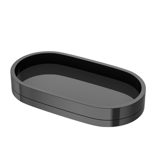 Alva Glossy Black Oval Bathroom Tray