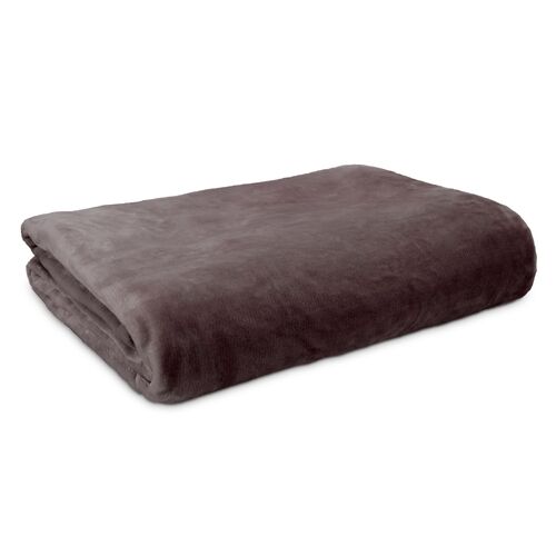 Super King Lucia Plush  Blanket - Charcoal