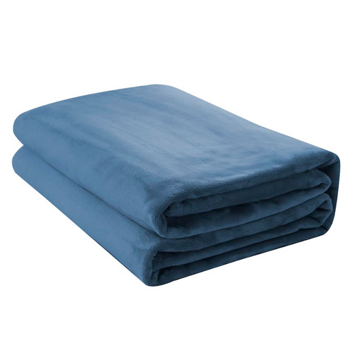 Double Micro Fleece Blanket Super Soft Denim Blue