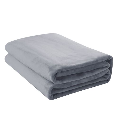 Single Micro Fleece Blanket Super Soft Silver Grey